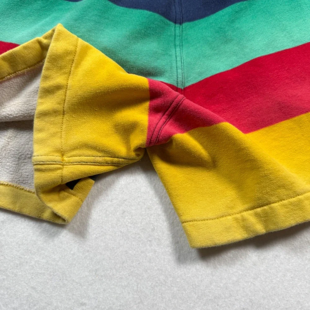 Polo Ralph Lauren Mens Colorblock Striped Fleece Shorts Navy Red Yellow Large